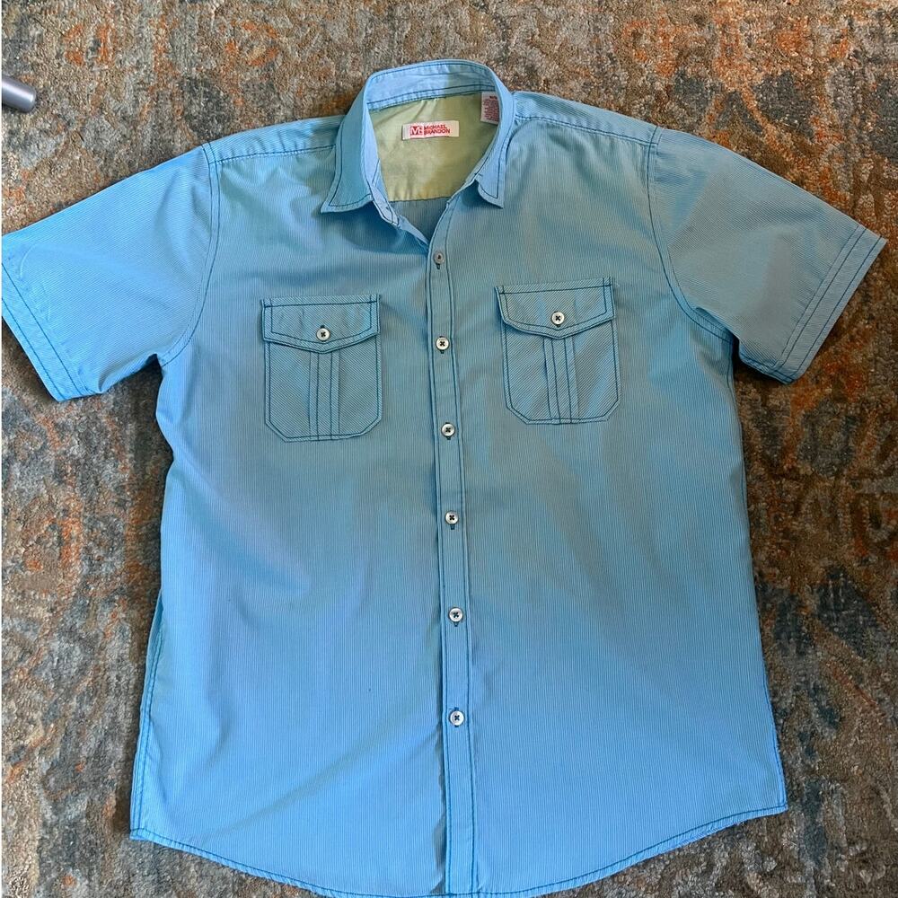 Michael Brandon Men’s Medium Light Blue Short Sleeve Button-Up Shirt